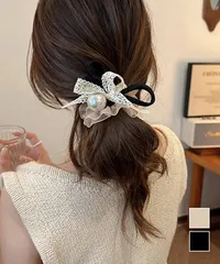 ヘアゴム シュシュ レース蝶結び