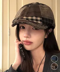 ベレー帽 レディース チェック柄 春秋冬