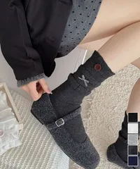 ボタン リブソックス レディース 可愛い