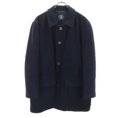 美品 J.PRESS ジェイプレス ステンカラーコート L ネイビー 裏キルティング メンズ 古着