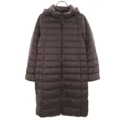 美品 UNIQLO ユニクロ ウルトラライト ダウンコート L ブラウン系 収納袋付き レディース 古着