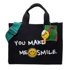 Rose] トートバッグ 2way キャンバス ショルダー 斜めがけ [DIVA スマイル 肩掛け コットン ランチバッグ 大容量 軽量 マザーズバッグ