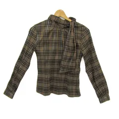 ナラカミーチェ ブラウス シャツ トップス 長袖 チェック柄 クリーニング済み レディース 1サイズ 茶×黒×白 NARACAMICIE 【中古】