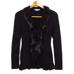 ナラカミーチェ カーディガン トップス 長袖 フリル クリーニング済み レディース 1サイズ 黒×白 NARACAMICIE 【中古】