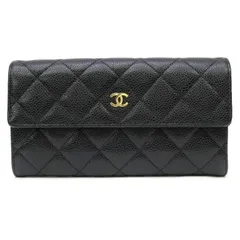 シャネル CHANEL 長財布 かぶせ長財布 マトラッセ 黒 キャビアスキン