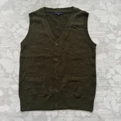 アーバンリサーチ ウール混 Vネック ニットベスト ジレ カーキ サイズ38 M