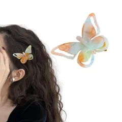 前髪 蝶 ヘアピン ヘアクリップ 髪留め 髪飾り グラデーション色 女性 ガールズ 和装 浴衣 和風 着物 ヘアアクセサリー プレゼント (べっ甲/玳瑁)