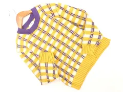 BEAMS HEART ビームスハート チェック ニット セーター マスタードx紫xアイボリー ◇■ レディース