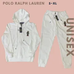 POLO Ralph Lauren ラルフローレン ポロベア ジップアップパーカー+スウェットパンツ メンズ レディース ユニセックス ロングパンツ セットアップ 上下セット トレーナー スウェットパーカー 長袖 ホワイト 白 スエット