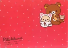 【中古】食器その他(キャラクター) リラックマ＆コリラックマ＆ネコ(水玉×ピンク/のんびりネコ) プラスチック製A3ランチョンマット 「ローソンdeリラックマ」 2014年秋のリラックマフェア お菓子キャンペーン品