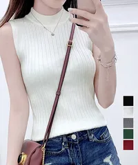 ニットトップス タンクトップ ノースリーブ