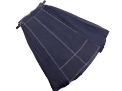 grove グローブ プリーツ 切替 デニムスカート sizeM/紺 ■■ レディース