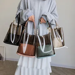 ショルダーバッグ トートバッグ クリアバッグ ポーチ付き レディース ショルダーバッグ 大容量 トートバッグ 斜めがけバッグ