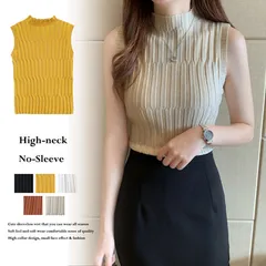 タートルネック ニット トップス レディース ショート丈 タンクトップ 夏ノースリーブ ニット