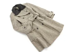 COMME CA DU MODE コム サ デ モード ウール100% ウエストリボン ファー付き コート sizeM/茶 ◇■ メンズ