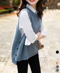 ニットベスト レディース 重ね着 上着