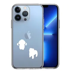 iPhone13Pro ケース クリア子犬シルエット パピー ホワイト スマホケース 側面ソフト 背面ハード ハイブリッド