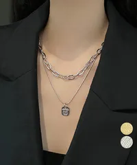 チョーカーネックレス チェーン 2連ネックレス 文字モチーフ ペンダント