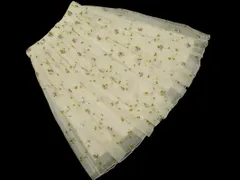 earth music&ecology アースミュージック＆エコロジー チュール 花柄 刺繍 フレア スカート sizeF/アイボリー ■■ レディース