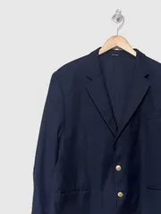 【LAUREN RALPH LAUREN】テーラードジャケット 紺ブレ 金ボタン ラルフローレン ビックサイズ 古着