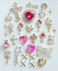 No.372　y2k　サブカル　ネイルパーツ　セット　シルバー　ピンク