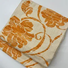 名古屋帯 真綿紬 大胆な花唐草 織出し 八寸 正絹 MA-1669