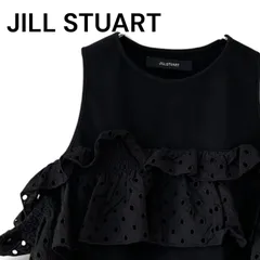 JILL STUART ジルスチュアート ノースリーブ フリル カットソー ブラック 黒 FR フリーサイズ 刺繍入り コットン×ポリエステル 別布綿100% レディース トップス きれいめ 中国製 0000856OC