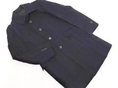 UNIVERSAL LANGUAGE ユニバーサルランゲージ ウール混 チェック コート sizeM/紺 ◇■ メンズ