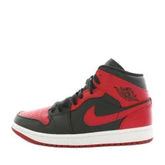 ナイキ NIKE エアジョーダン1 ミッド ブレッド Air Jordan 1 Mid Bred スニーカー シューズ ハイカット レザー 箱付き US9 黒 ブラック 赤 レッド 554724-074 /YT