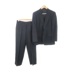 バーバリーズ Burberrys ヴィンテージ シングルスーツ セットアップ 2点セット テーラードジャケット 総裏地 スラックス ウール ストライプ L 紺 ネイビー /MN3 ■GY18