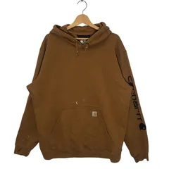 Carhartt カーハート パーカー フーディー プルオーバー 袖プリント ワンポイント刺繡 オーバーサイズ ビッグシルエット Mexico製 XLサイズ ブラウン