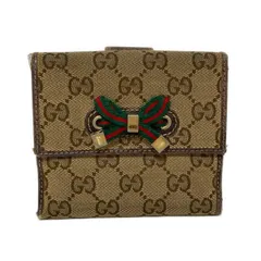 GUCCI(グッチ) Wホック財布 プリンシー,GG柄 167465 ベージュ×ダークブラウン×マルチ レザー