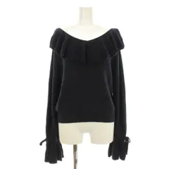 グレースコンチネンタル GRACE CONTINENTAL 22SS フレアラメニットトップ セーター 長袖 Vネック リボン シルク混 36 紺 ネイビー 0122143107 /KU