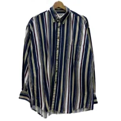 NATURAL ISSUE　ストライプシャツ　90s vintage　90年代　長袖　シャツ　トップス　ボタンダウン　マルチカラー　胸ポケット　オーバーサイズ　古着