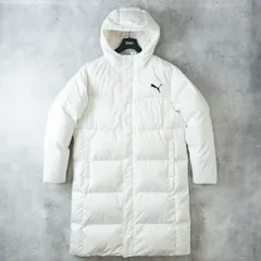 美品 PUMA プーマ 極暖 肉厚 ダウン ベンチ コート / メンズ XL / 白 ホワイト スポーツ観戦 サッカー 陸上 応援 秋冬 防寒 トレーニング