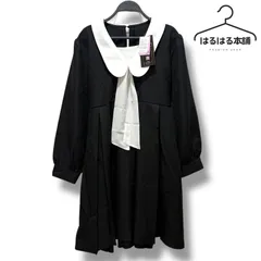 環やね／ワンピース／コラボ／黒／ブラック／大きいサイズ／ぽっちゃり／襟／3L