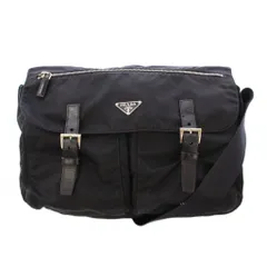プラダ PRADA ショルダーバッグ メッセンジャーバッグ ナイロン ロゴ ワンカラー 黒 ブラック /BB ■OH