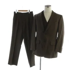 バーバリーズ Burberrys ヴィンテージ シングルスーツ セットアップ 上下 テーラードジャケット パンツ ベスト スリーピース 総裏地 長袖 ネーム刺繍入り 茶 ブラウン ■GY11 /MQ