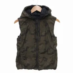 プラステ PLST リバーシブル ダウンベスト カモフラ柄 キルティング フード付き 2 M 紺 ネイビー 12-5102004 /FT