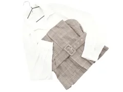 DURAS デュラス ベルト付き フェイクレイヤード ビスチェ シャツ sizeF/白ｘ茶 ◇■ レディース