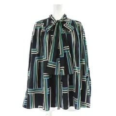 ボールジー BALLSEY トゥモローランド 23SS ワイドボウタイブラウス シャツ ギャザー ステップラインプリント 36 黒 ブラック マルチカラー 11013101008 /AP