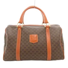 セリーヌ CELINE ハンドバッグ ミニボストン マカダム柄 PVC レザー ロゴ 茶 ブラウン /GV