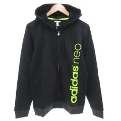 アディダスネオ adidas neo タグ付き パーカー フーディ L 長袖 ジップアップ ロゴ 黒 ブラック /AE
