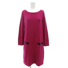 バーバリーブルーレーベル BURBERRY BLUE LABEL ニットワンピース 長袖 ひざ丈 ホース刺繍 38 紫 パープル 紺 ネイビー /GV