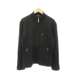 バーバリーブラックレーベル BURBERRY BLACK LABEL ドライバーズニット スタンドカラージャケット ジップアップ 切替 フェイクスエード リブニット ウール 中綿 3 L 黒 ブラック /MN10 ■GY18