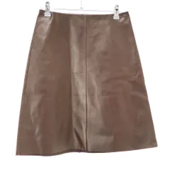 miu miu ミュウミュウ 25AW ロゴパッチ レザースカート MPD820 ブラウン 36のサムネイル