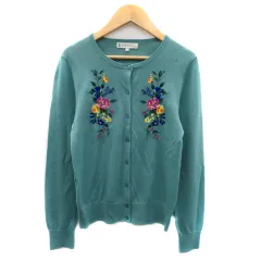 クミキョク 組曲 KUMIKYOKU カーディガン ミドル丈 ラウンドネック 花柄刺? ウール 2 マルチカラー ミントグリーン /YK37 ■MO