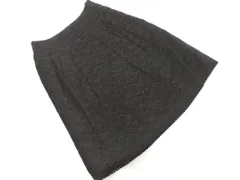 PAUL STUART ポールスチュアート 総柄 フレア スカート size6/黒 ■■ レディース