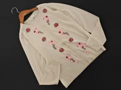 LAPINE BLANCHE ラピーヌ ブランシュ ウール100% フラワーモチーフ カーディガン sizeM/ライトベージュ ◇■ レディース