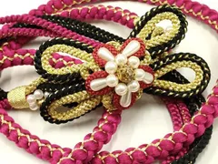 平和屋着物●和装小物　振袖用帯締め　装飾　パール　ラインストーン　金糸　逸品　AABD4030ay